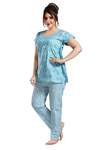 Image of Fabme Women's Cotton Printed Kaftan and Pyjama Set