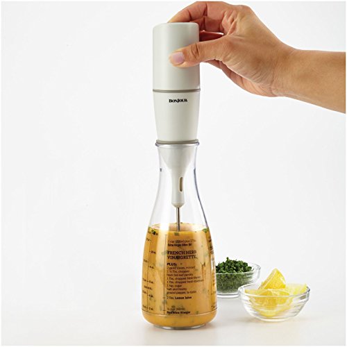 BonJour Chef's Tools Plastic Salad Dressing Carafe and Handheld Mixer, 12-Ounce, Salad Chef, White/Clear - Image 5