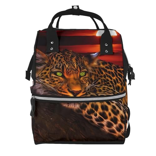 Sac à dos à langer léopard pour sorties en famille avec bébé