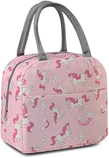 Kasgo Lunch Bag for Girls, Insulated Toddler Lunch Box Bag Kids Durable Thermal Lunch Tote Children Small Cooler Bag with Front Pockets, Pink Kitten