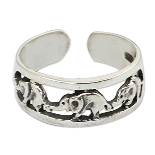 NOVICA .925 Sterling Silver Animal Themed Adjustable Toe Ring  Elephant Walk , One Size