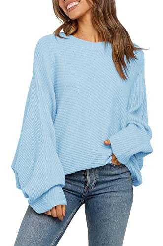 Image of Mafulus Womens Oversized Sweater Fall Winter Slouchy Pullover Jumper Tops | Crewneck,Batwing Sweaters Puff Long Sleeve,Cable,Ladies,Chunky,Knit,Tunic,Warm,Soft Sweaters