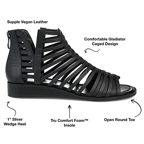 Journee Collection Womens Delilah Caged Gladiator Sandals With Open Toe And Tru Comfort Foam Footbed, Black, 8 #TOP1