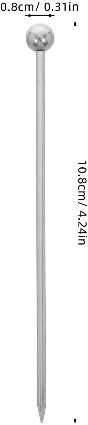 50Pcs Stainless Steel Cocktail Picks Decorative Metal Appetizer Skewers Bar Tools Drink Garnish Toothpicks