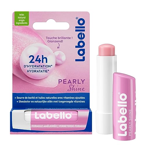 LABELLO Pearly Shine (1 x 5,5 ml), Baume à lèvres enrichi en huiles naturelles & perles de soie,...