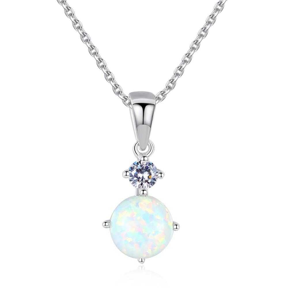 Womens Silver Plated Minimalist Opal Round Pendant Necklace, Silver Chain Necklace For Women With Pendant, Elegant Necklace Jewellery Collections, Trendy Women Necklace, Clavicle Necklace(Opal) (B0BPML22N5) Amazon Price History, Amazon Price Tracker