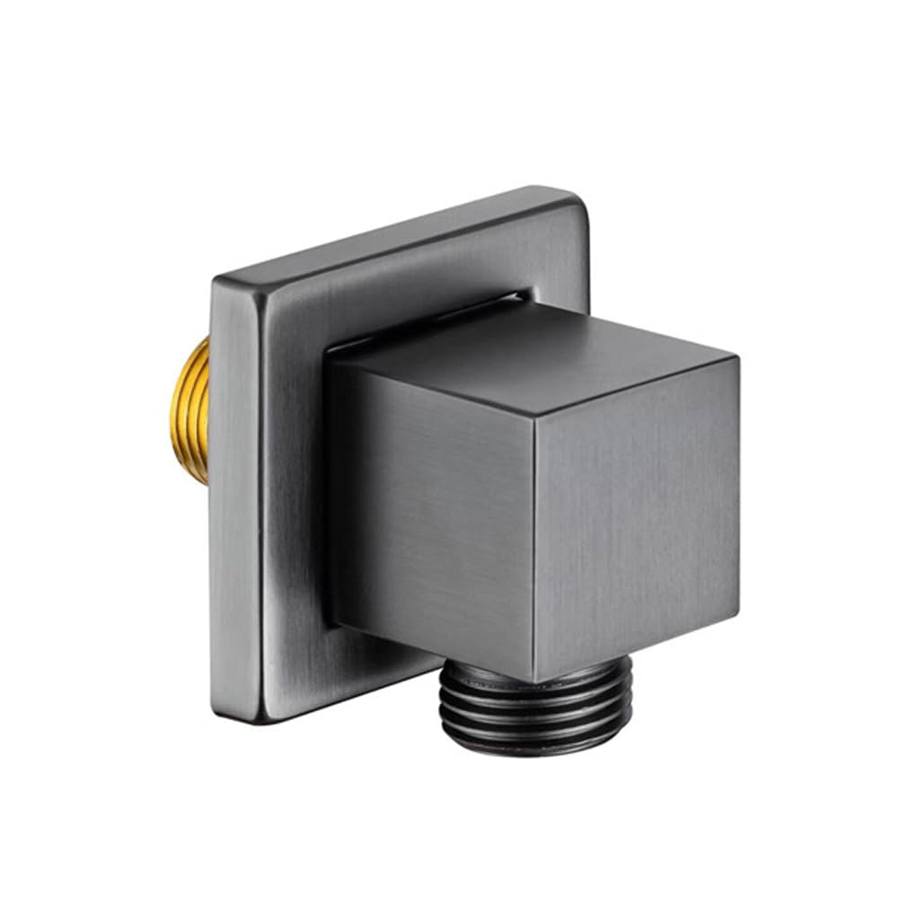 Grey Hand Shower Wall Outlet Elbow, G1/2 Inch Handheld Shower Hose Connector Square Water Outlet Fitting for Home, Hotel, Bathroom