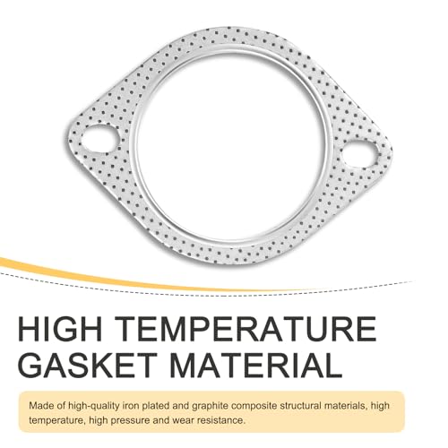 Image of Eratus 2 PCS Car Exhaust Pipe Interface Gasket, 5.33 inch Length 3.92 inch Width 3.05 inch ID Dual Hole Tinplate Graphite Dual Hole High Temperature High Pressure Flange Gasket, for Most Car Models (Silver)