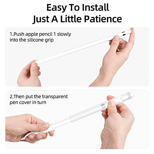 Image of Compatible with Apple Pencil 1st Generation Case, Non-Slip Silicone Case, [with 10 Silicone Nib Sleeves] for Apple Pencil 1st Generation. (White)