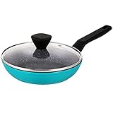EPPMO Granite Nonstick Frying Pan with Lid, Kitchen Omelet Skillet with Stay Cool Handle, PFOA Free & Induction Compatible, 8 Inch