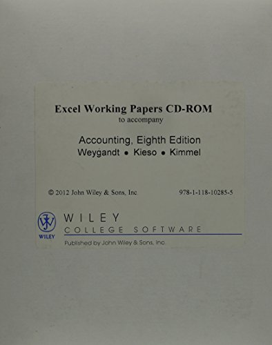 Excel Working Papers CD to accompany Financial Accounting, 8e