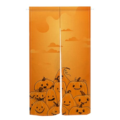 Qinunipoto ハロウィン 暖簾 ハロウィン のれん 幅72cm丈120cm 可愛い カボチャ noren おしゃれ インテリア 出入り口 目隠し おしゃれ すだれ 遮光 部屋 間仕切りカーテン 門カーテン ポリエステル製 オーダー可 簡単取付 四季
