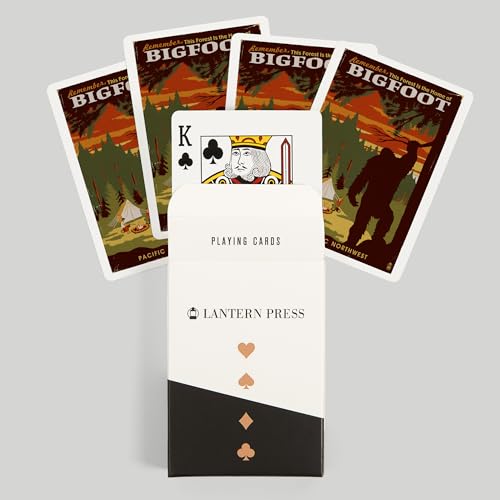 Lantern Press Pacific Northwest Home of Bigfoot, 52 Naipes Poker miniatura 6