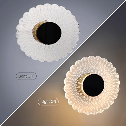 Image of Groeien 15watt Solaris Glow Modern LED Wall Lamp | Golden Decorative Wall Light for Living Room, Bedroom & Hall | Artistic Solaris Design Wall Fixture for Home Decor- Warm White(SolarisGlow, 1)