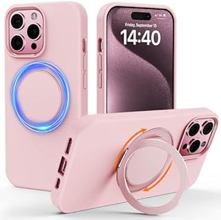 Gatatol for iPhone 15 Pro Max Case, [Compatible with MagSafe] Fusion+ Silicone Shockproof Slim Fit Phone Case with 360° Rotating Magnetic Ring Holder Kickstand 6.7" (Black)