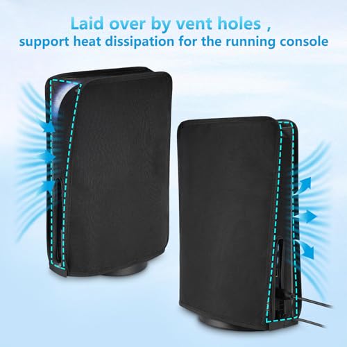 Image of PlayVital Nylon Mesh Dust Cover for ps5, Soft Neat Lining Dust Guard for ps5 Console, Anti Scratch Breathable Cover Sleeve for ps5 Console Digital Edition & Disc Edition - Black