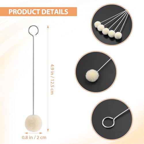 100 Packs Wool Daubers Ball Brush Leather Dye Tool with Metal Handle for DIY Crafts Projects - Thumbnail 2