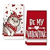   ARKENY-Valentines-Day-Kitchen-Towels-Set-of-2Red-Heart-Cat-Dish-Towels-18x26-Inch-Drying-DishclothFarmhouse-Home-Wedding-Decoration-AD165
