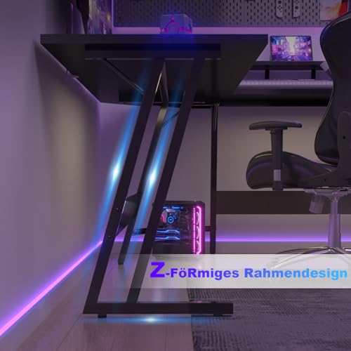 Gaming Tisch, Computertisch,Eckschreibtisch,Schreibtisch L Form,Gaming Schreibtisch L-förmiger,Groß Pc Ecktisch (Schwarz Mattiert, 120x120cm) – Bild 6