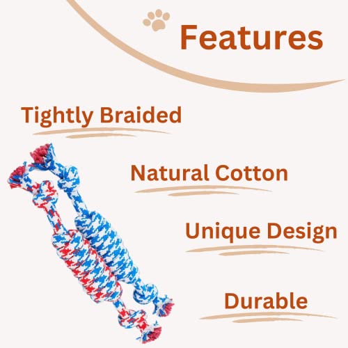 Image of Foodie Puppies Durable Cotton Twisted Rope Chew Toy for Dogs | Chewing, Fetching, Playing, Teething & Training for Small to Medium Dogs & Puppies (Color May Vary)