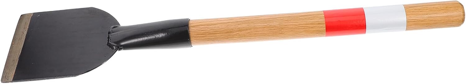 Railway Ice Removal Spade with Wooden Handle, 12-inch Wide Metal Snow Shovel for Winter Snow and Ice Scraping, Compact Mini Spade for Driveway and Sidewalk Cleaning