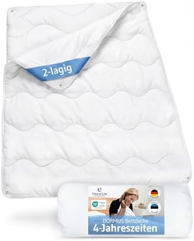 4-Jahreszeiten Bettdecke 135x200, 2-lagige Bettdecke für Winter & Sommer | Ökotex 100, Vierjahreszeiten Decke 135 x 200 cm, Blanket made in EU, Atmungsaktiv, temperaturregulierend,