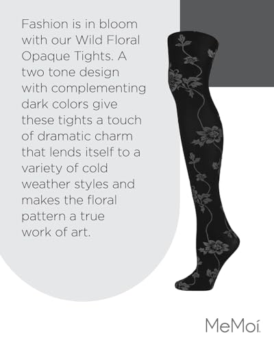 Image of MeMoi Women's Wild Floral Opaque Nylon Tights