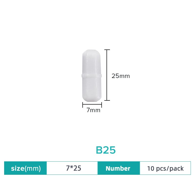 8/10pcs Magnetic Stirrer Bar PTFE Magnetic Stirrer Mixer Stir Bars Lab Supplies(25mm 10 pcs)