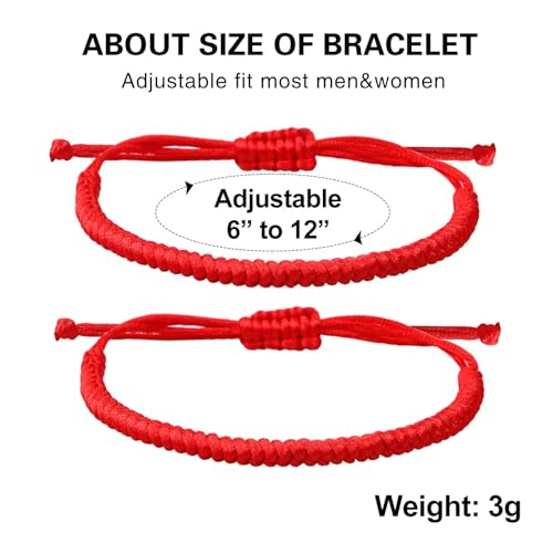 Set of 2Pcs Red String Bracelet for Women Men,Handmade Lucky Protection Couple Matching Bracelets Adjustable Kabbalah Evil Eye Tibetan Long Distance Bracelet Friendship, Graduation Gift3