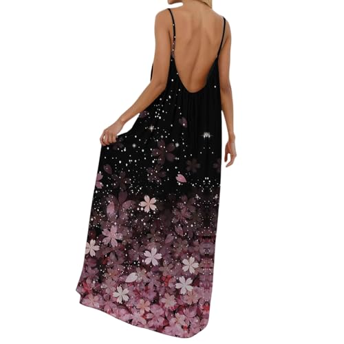 Image of HTHLVMD Backless Cami Dress Summer Dresses for Women 2026 Spaghetti Strap Dresses Womens Solid Color Backless Cami Dress