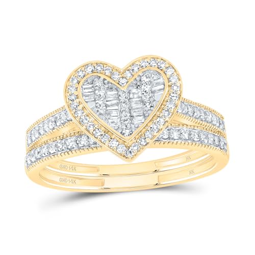 SB Jewelers 14Kt Yellow Gold 1/3 CTW Natural Diamond Fashion Heart Bridal Set