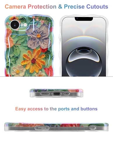 Coque iPhone 16 motif fleur laser en TPU souple ondulé