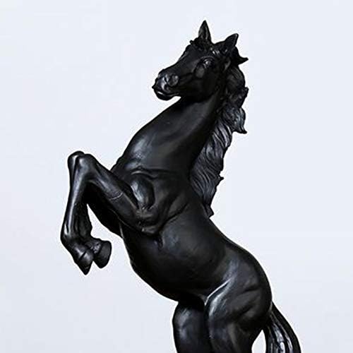 Fenteer Resin Statue Resin Jumping Stallion Sculpture for Home Decor Animal Ornament Table Decoration, Black
