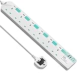 SE UKASE Extension Lead with USB Slots(5V/5A),USB Timer, 6 Way Plug Sockets with Individual Switches USB and Type C, Wall Mount Design with 2M Extension Cable 2990W