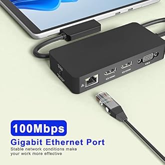 Surface Dock with VGA, HDMI x2, RJ45, USB 3.0, USB-C, SD, TF, Audio Adapter for Surface Pro 8/X/7/6/4/3, Surface Laptop 4/3/2/1, Surface Laptop Go, Surface Book 3/2/1