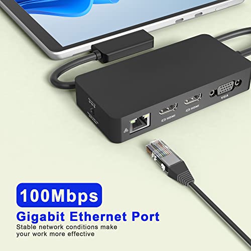 Surface Dock with VGA, HDMI x2, RJ45, USB 3.0, USB-C, SD, TF, Audio Adapter for Surface Pro 8/X/7/6/4/3, Surface Laptop 4/3/2/1, Surface Laptop Go, Surface Book 3/2/1