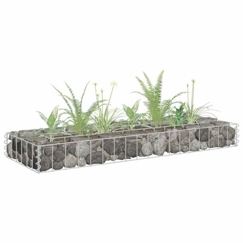 Gabionen-Hochbeet Verzinkter Stahl pflanzentopf pflanzkübel for Außen Garten 90x30x10 cm