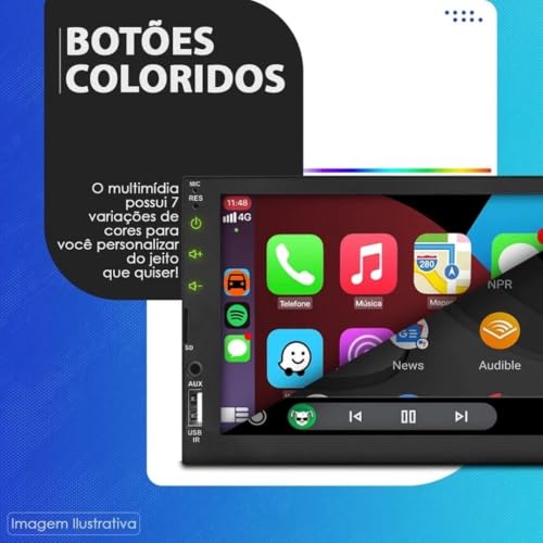 Kit Central Multimidia 7 Polegadas Carplay Espelhamento Sem Fio G6 GOL/SAVEIRO/VOYAGE - PRETO