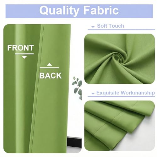 Image of Simplebrand Ava Lime Short 36 Inches Blackout Curtain 2 Panels Set, Half Window Rod Pocket Privacy Curtain Tiers for Kitchen, Curtains Blackout for Bathroom Shades, W40 x L36 Inch, Lime