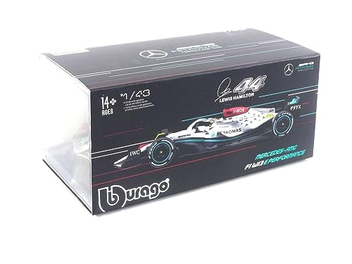 Image of Bburago - 1 /43 Scale Model Compatible with Mercedes-AMG Replica Compatible with Petronas F1 Team W13# 63 Compatible with George Russell 2022 (Silver) Formula 1 Racing Car Miniature