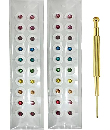 Acupuncture Ear Seeds Press Seeds 400 Pcs Acupressure Ear Beads Ear Counts Acupuncture Acupressure Tools Disposable with Acupuncture Point Chart Probe for Balance & Wellness (Color 40pcs)