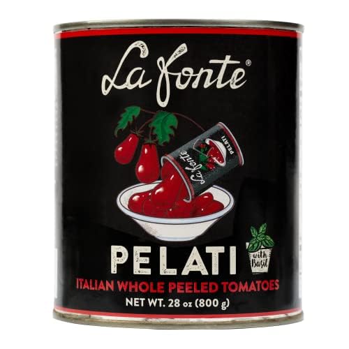 La Fonte Tomates pelados enteros con albahaca, Pelati (12 x 28 onzas)