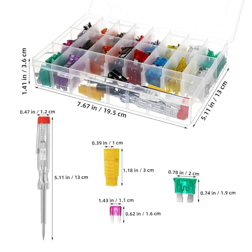 Kit de fusibles para automóvil Alipis, 1 set con probador de fusibles y extractor, estuche de almacenamiento para organización fácil, para automóviles, RV y uso automotriz miniatura 2
