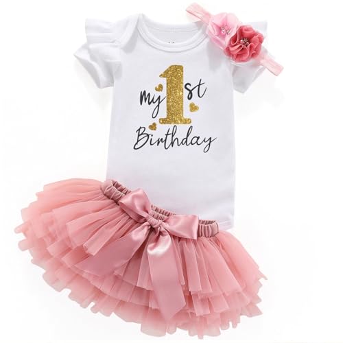 My 1St Birthday Girl Outfit Tutu For Baby Girl Happy First Birthday Outfits Baby Clothes - Main Image