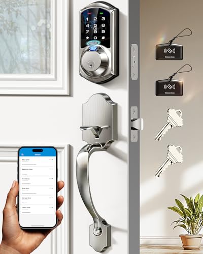 Veise VE07-H Fingerprint Smart Locks for Front Door with Handle