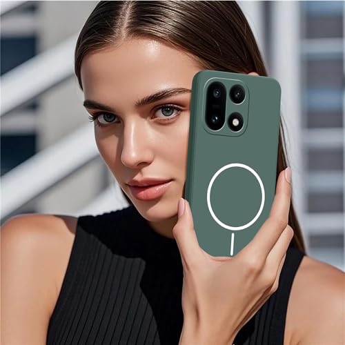 Image of amazon basics Back Cover for OnePlus 15 5G | Ultra Slim Soft Rubberised Case | Magsafe Logo Printed (Not Magsafe Compatible) | Camera Protection - Green