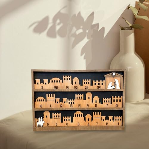 Calendrier de l'Avent crèche de Noël en bois 3D, idée cadeau