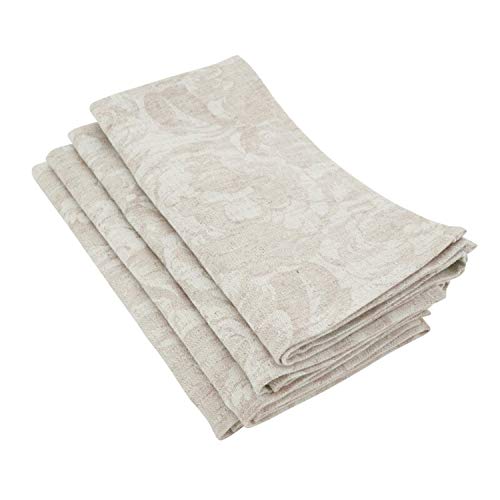Servilletas de Tela Jacquard Floral Natural 20x20 Pulgadas Pack 4 miniatura 1
