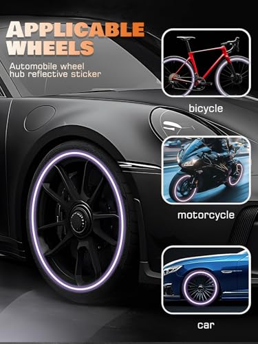 Image of 20PCS Car Wheel Reflective Decorative Strip,Night Safety Warning Stickers,Cars,Motorcycles,Bicycles are Applicable, Colorful and Diverse, a Street the Most Beautiful Car (Light Purple)
