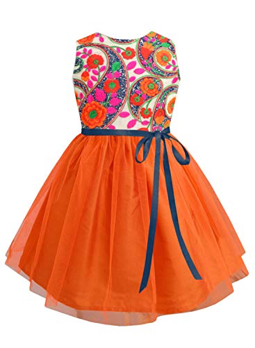 Image of A.T.U.N. (All Things UBER Nice) Girls Fit and Flare Embroidered Sleeveless Knee Length Dress for Party and Special Occasions